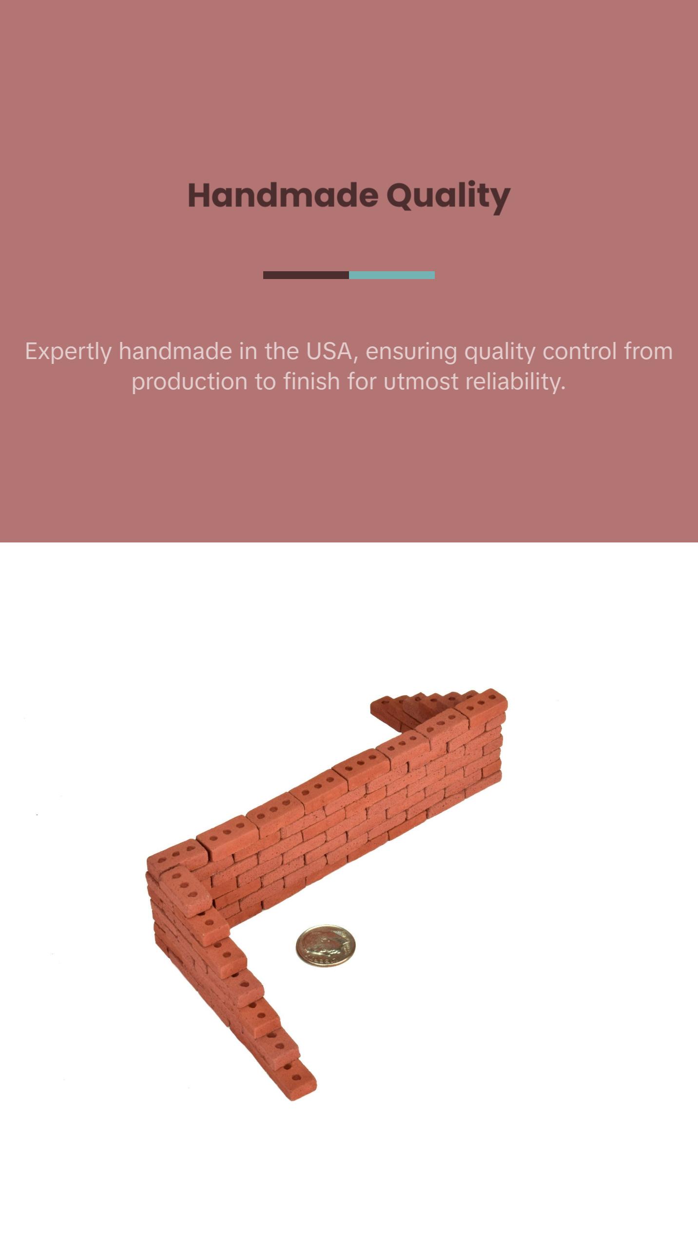 1/12 Scale Real Mini Cement Red Bricks – Dollhouse Masonry Bricks for Diorama, Model Train Layout, Mini Construction Projects, Mini Building Supplies – Handmade Small Batch USA