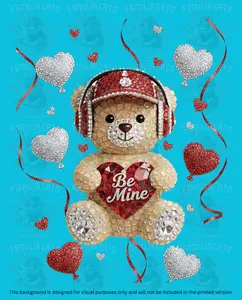 Valentine's Day - Rhinestone Be Mine Teddy Bear DTF Transfer