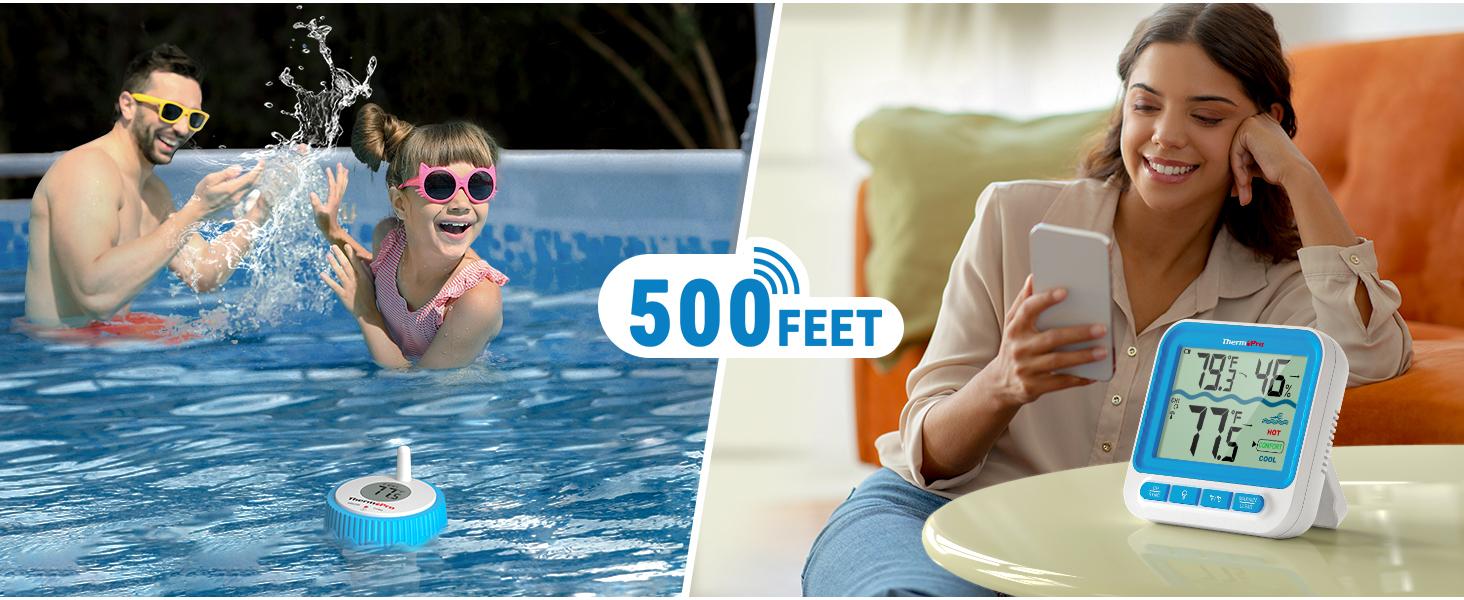 [Pool Accessories] Floating Wireless Swimming Pool Thermometer,  Digital Indoor Hygrometer Easy Read, Large Size, IPX8 Waterproof for Hot Tub/SPA/Aquarium/Pond/Ice Bath Tool Fathersdaygift