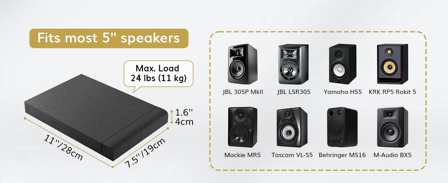 TONOR Isolation Pads for Speakers, Studio Monitor Acoustics Foam, High-Density Soundproofing Panels, Adjustable Angle, Prevents Vibrations, Pack of 2