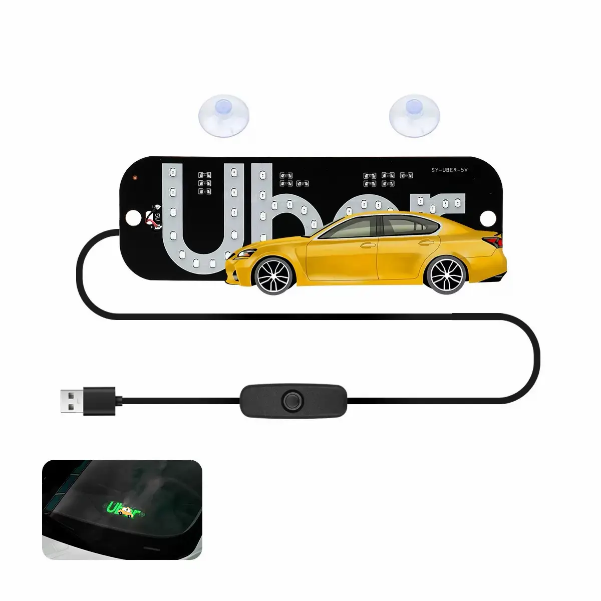 New SMT Taxi LED Roof Indicator Light - USB Plug-in 5V 3W Power LED Lamp, 19 * 6.3Cm, 52g, Switch On/Off, Portable Vehicle Decorative Light, Lightweight, Without Car Pattern