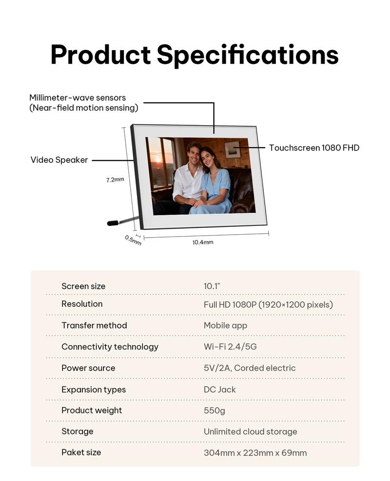 Homture Magic Frame, AI Photo Frame, Christmas Perfect Gift, World’s First Smart Photo Frame, AI Magic Frame for Old Photo Restoration, Cloud Storage & Instant Family Sharing