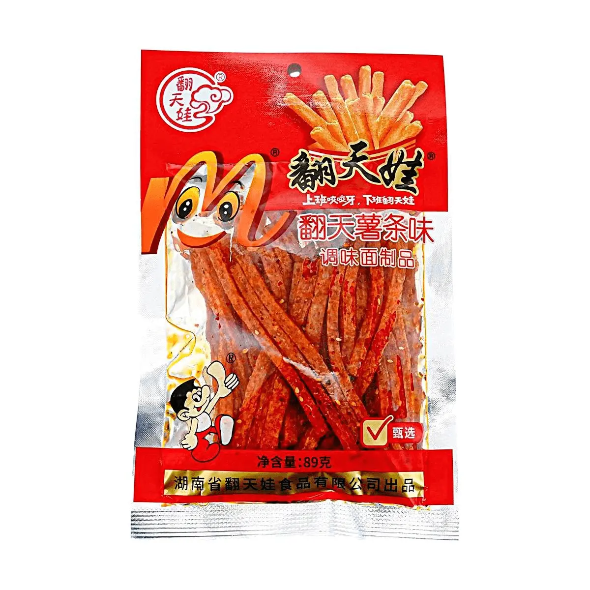 Fan Tian Wa Spicy Strips - Potato Fries Flavor, 89g, Authentic Chinese Food, Ready-to-Eat Spicy Snacks, Popular Crisps & Puffed Snacks, Popular Snacks