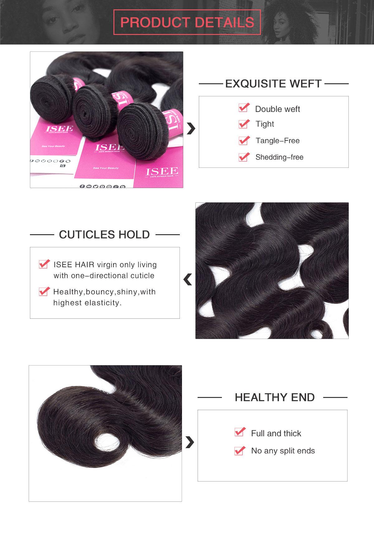 ISEE HAIR Body Wave Hair Bundles Each Bundle 150g with 2×6 HD Lace Closure#SpringStatements#greenish#TikTokShopSpringGlowUp