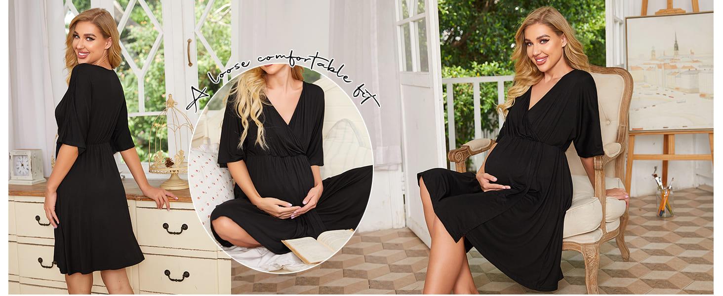 Ekouaer 3 in 1 Labor/Delivery/Hospital Gown Maternity Dress Nursing Nightgown Sleepwear for Breastfeeding S-XXL - Skin-Friendly & Super Stretchy Ekouaer 3 in 1 Labor/Delivery/Hospital Gown Maternity Dress Nursing Nightgown Sleepwear for Breastfeeding S-XXL - Skin-Friendly & Super Stretchy