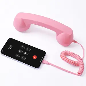 New TYPE-C Straight Plug Phone Retro Mute, C-Style No Conversion Needed, External Call Handset with Simple Ergonomic Design in Colorful Various Dreamy Colors Portable Mini audio Black Headset