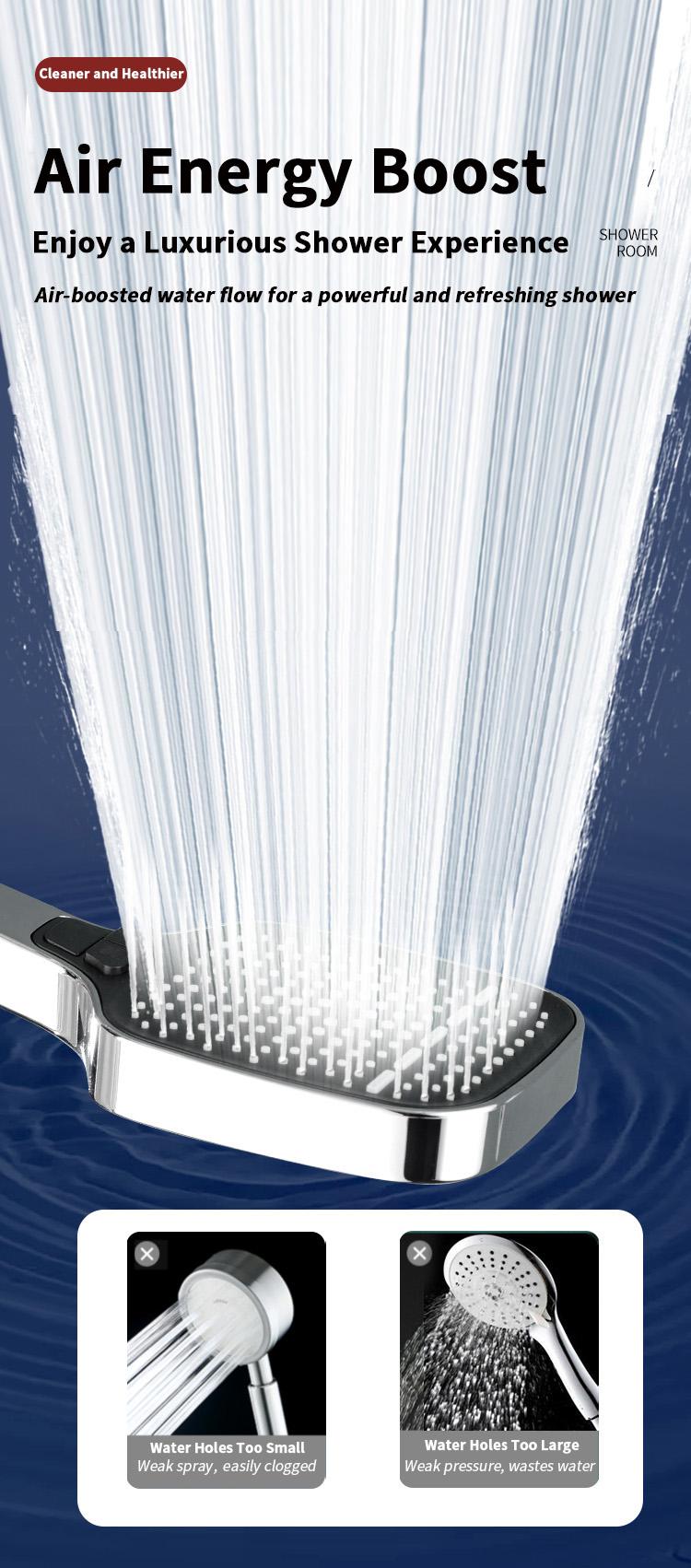 High-pressuremulti-mode handheid showerhead &Square-panlel showerhead,power wash,showerhead with ON/OFF switdh for pets bath 1.5m hose,shower bracket,Shower,bathroom supplies.