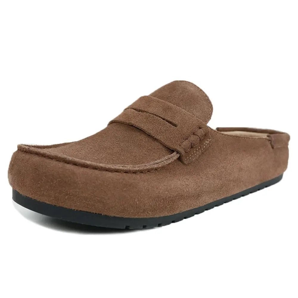 EVELLYHOOTD Men's Genuine Suede Naples Loafers Clogs Footwear - Comfort Footbed, Arch Support, Non-Slip TPR Outsole, Leopard Print Slip-On Mules Shoes, Suede Clogs Shoe, Casual Clogs, Soft Suede,shoes for back to school,back to school shoes