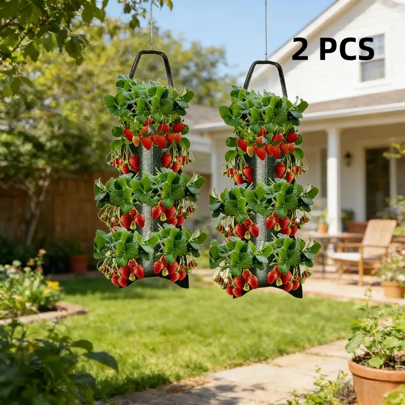 Wall-Mounted Strawberry Growing Bag, Multi-Porous Hanging Planter, Breathable and Biodegradable, Reusable Vertical Garden Bag, Reusable Planting Bag, Grow Bags