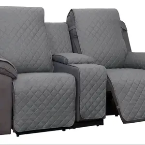 -PureFit Water Resistant Reversible Loveseat Recliner Couch Cover for Double with Console – Non Slip Split Sofa Cover, Washable Reclining Cover for 2 Seat Recliner (2 Seat, Gray/Light Gray)