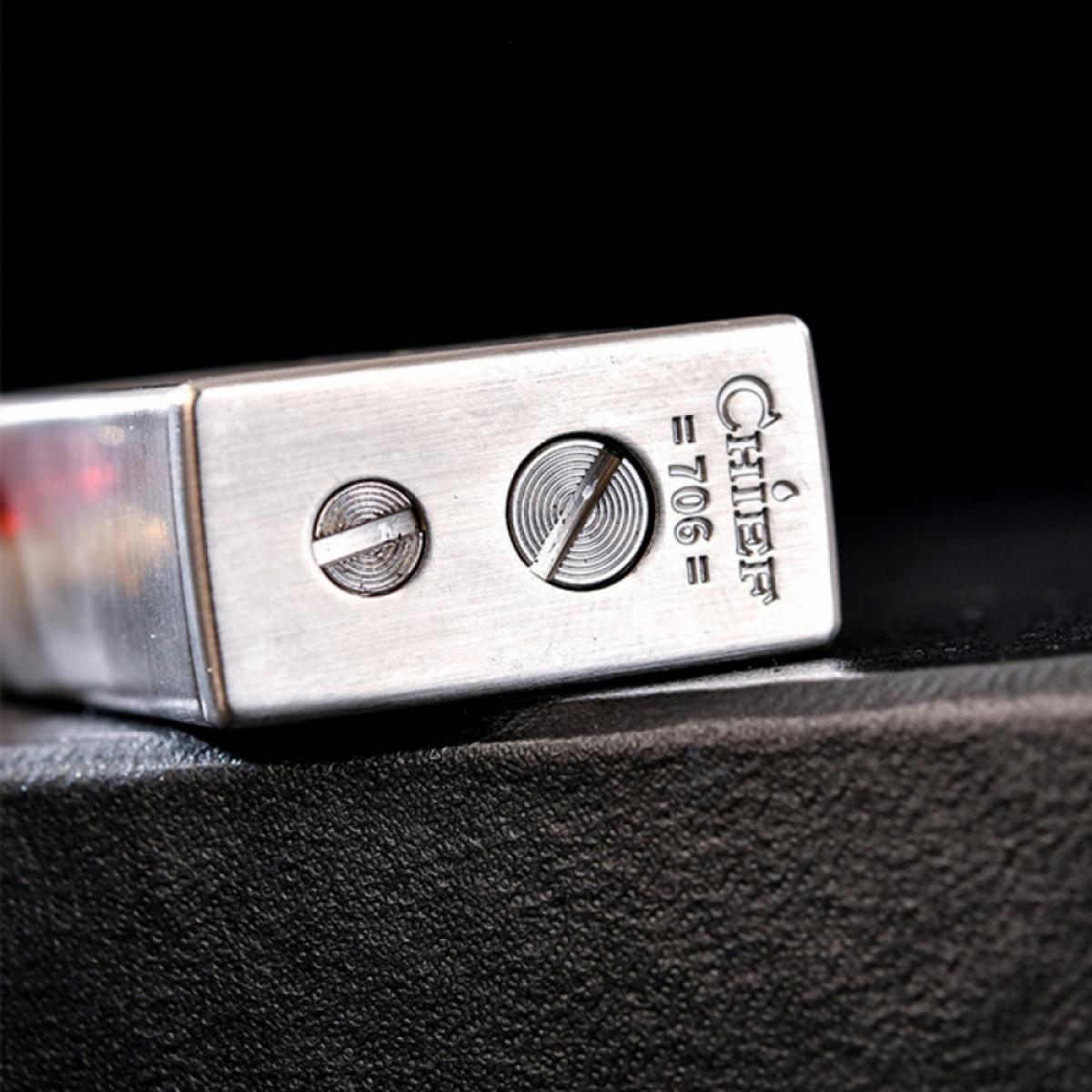 Elegant Vintage Liquid Lighter Full Metal Body Clear Oil Tank Durable Portable Igniter Perfect Gift For Father Him Men (Without Fuel)