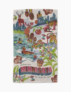 Greetings From Minnesota Tea Towel, Eco-Friendly 18x30 | Geometry