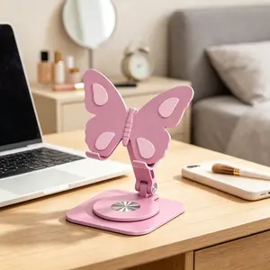 2026 Latest 360° Rotating Butterfly Tablet & Phone Stand, Premium Aluminum Alloy Construction.funky kitchen supplies, Foldable, angle-adjustable and anti-slip, this stable universal holder suits desk work and daily entertainment at home or office.