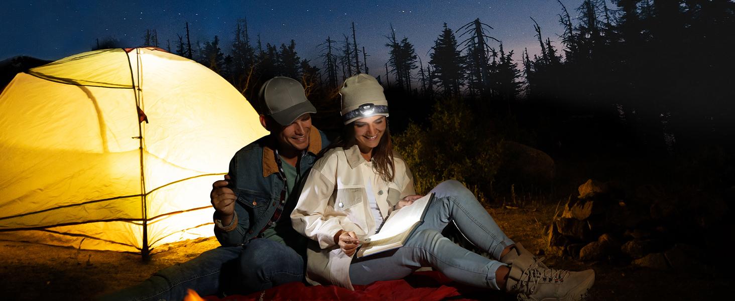 Lighting Ever LED Headlamp Rechargeable - Super Bright Head Lamp with 5 Modes for Camping & Hiking Gear Essentials, IPX4 Waterproof Headlight Flashlight with Red Light, USB Cable Included