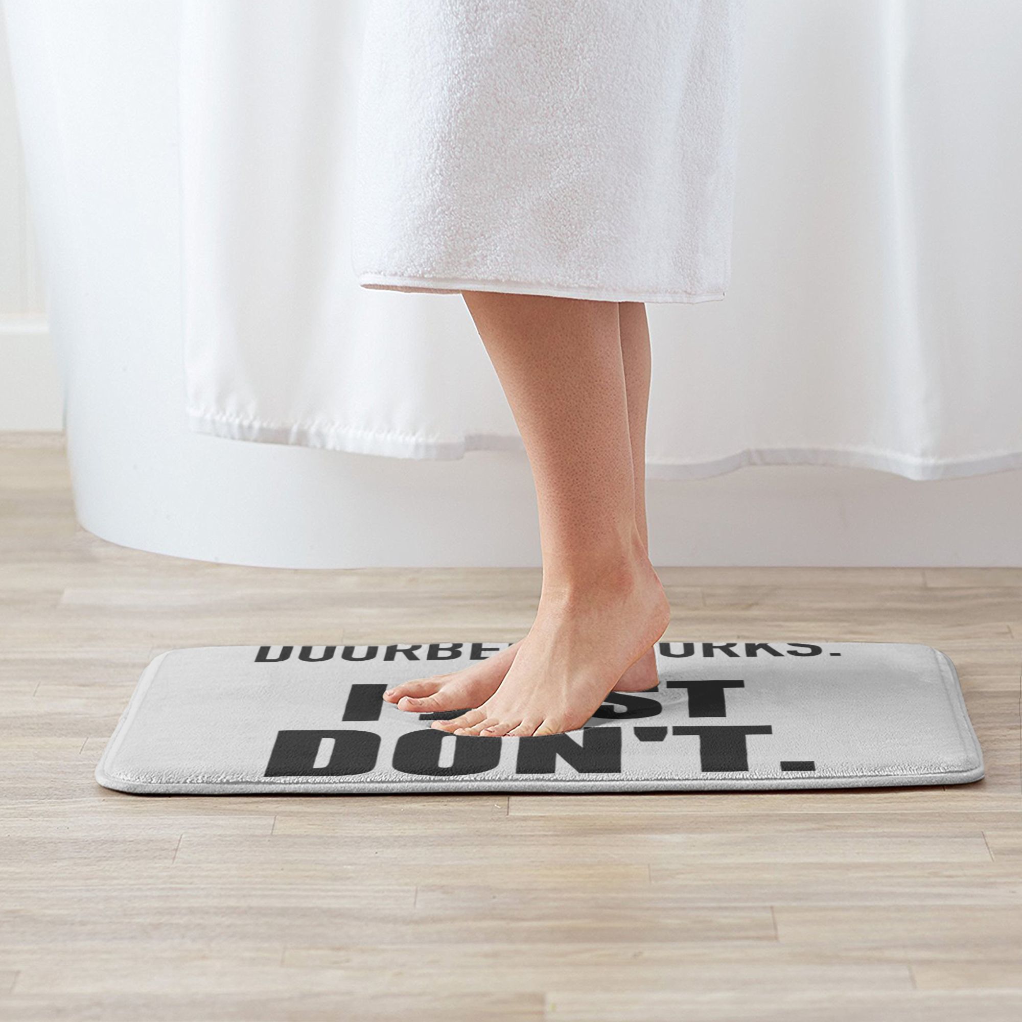 Humorous Doorbell Printed Flannel Doormat, Anti-Slipping Multi-Size Indoor Entry Rug with Social Battery Quote, Washable Home & Office Bath Mat, One-Piece