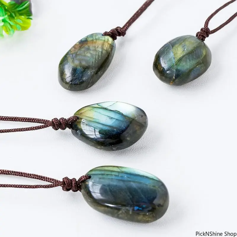 Labradorite Gemstone Pendant Necklace for Women, Polished Teardrop Crystal for Spiritual Healing and Stress & Anxiety Relief, Gemstone Necklace, Polished Crystal, Healing Crystal Pendant