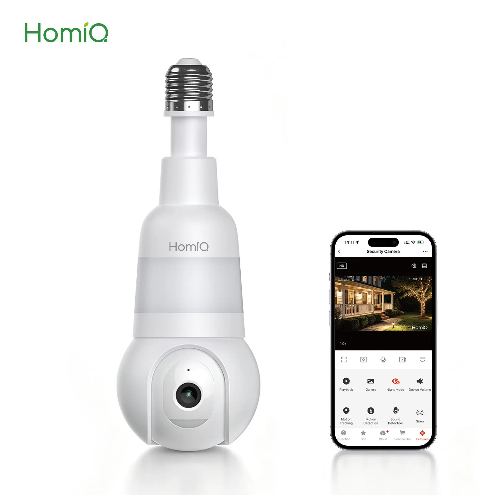 HomiQ Light Bulb Security Camera 4K 2.4GHz/5GHz WiFi & Bluetooth, Indoor Outdoor Surveillance Monitoring Camera for Home, 360° Pan/Tilt, Color Night Vision, Built-In LED & Spotlight, Easy Installation (2026 Upgrade)
