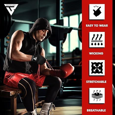 Gel Boxing Hand Wraps Inner Gloves for Men and Women, Quick 76cm Long Wrist Straps, Elasticated Padded Boxing Wraps for Muay Thai, MMA, Kickboxing, Martial Arts Gel Boxing Hand Wraps Inner Gloves for Men and Women, Quick 76cm Long Wrist Straps, Elasticated Padded Boxing Wraps for Muay Thai, MMA, Kickboxing, Martial Arts