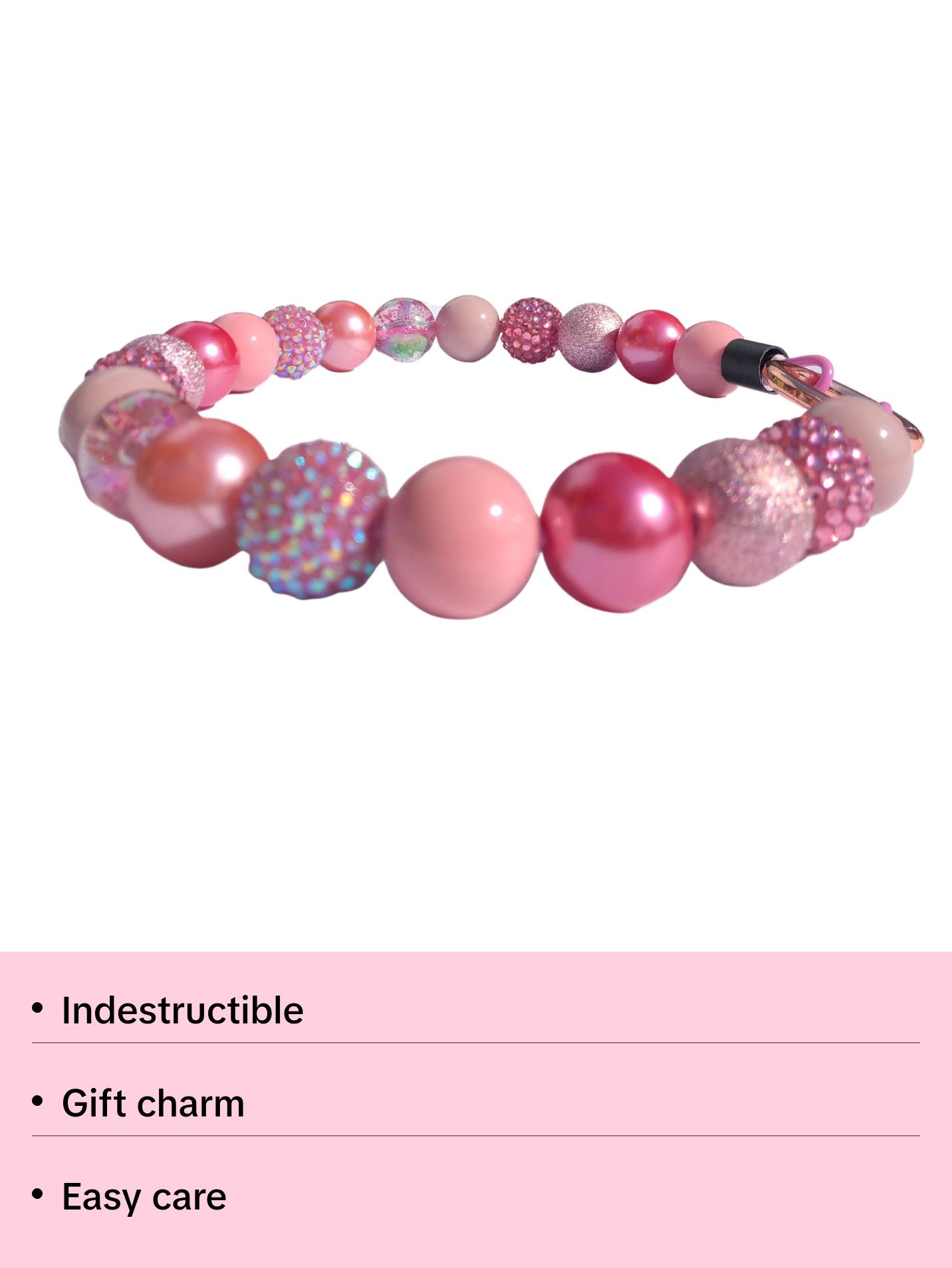 Rosie Beaded Dog Collar | Dusty Rose Pink  Rhinestone Bead Collar | Durable Dog Necklace | Puppy Pearls | Jewelry for Pets