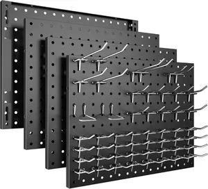 4 Pack Metal Pegboard Wall Organizer with 50 Hooks, Heavy Duty Peg Board Panels for Garage Tool Storage, Craft Room, Kitchen & Office Wall Organization