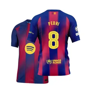 2025-26  PEDRI #8 Champions League Fan Edition Home Kit Short Sleeve Soccer Jersey