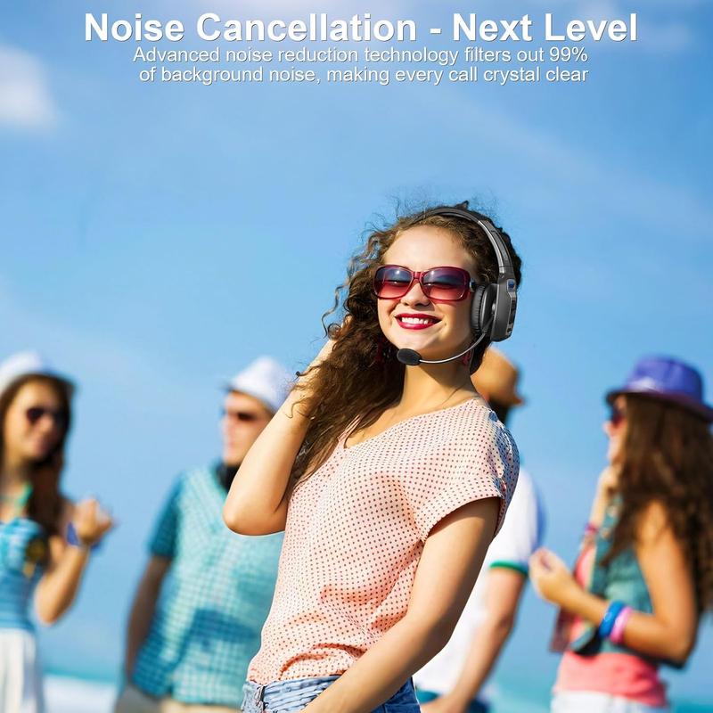 Trucker Bluetooth Headset with AI Noise Cancellation Microphone, Trucker Headset with 65Hrs Talk Time & Mute Button, Multipoint Connection, Bluetooth Headsets Fit for Truck Drivers/Cell Phones