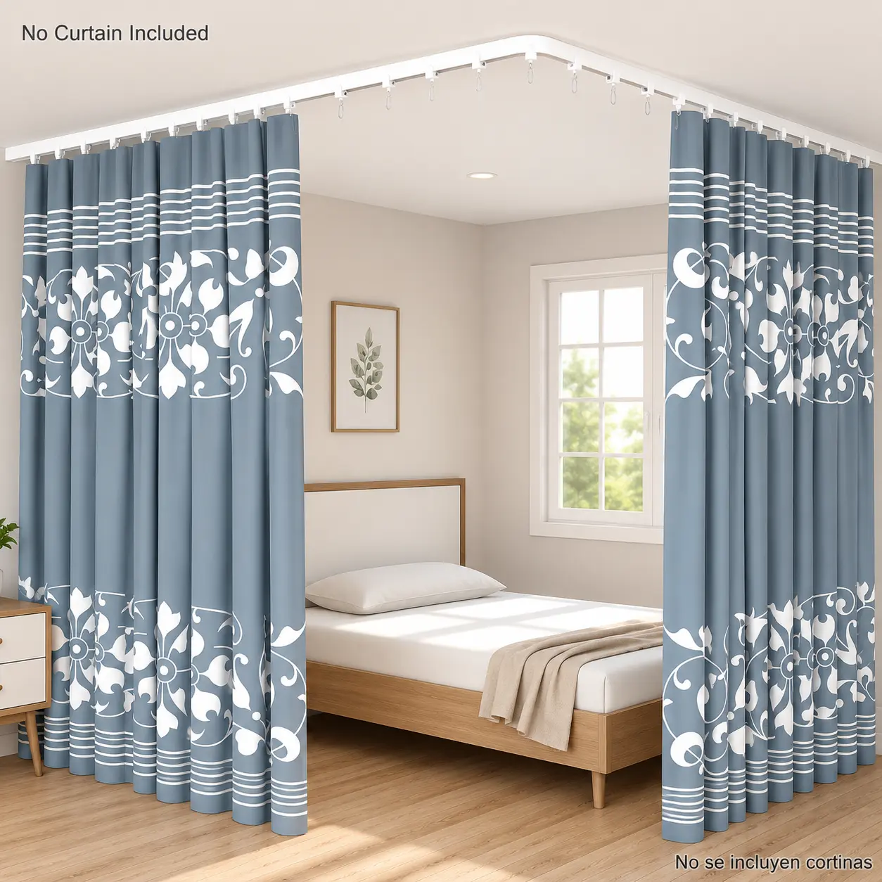 Flexible Bendable Curved Ceiling Curtain Track 3 Meter 9.8 ft for L, U, and Circle Shapes, Durable Plastic, Easy to Install, Versatile Room Divider and Bedroom Partition Rod