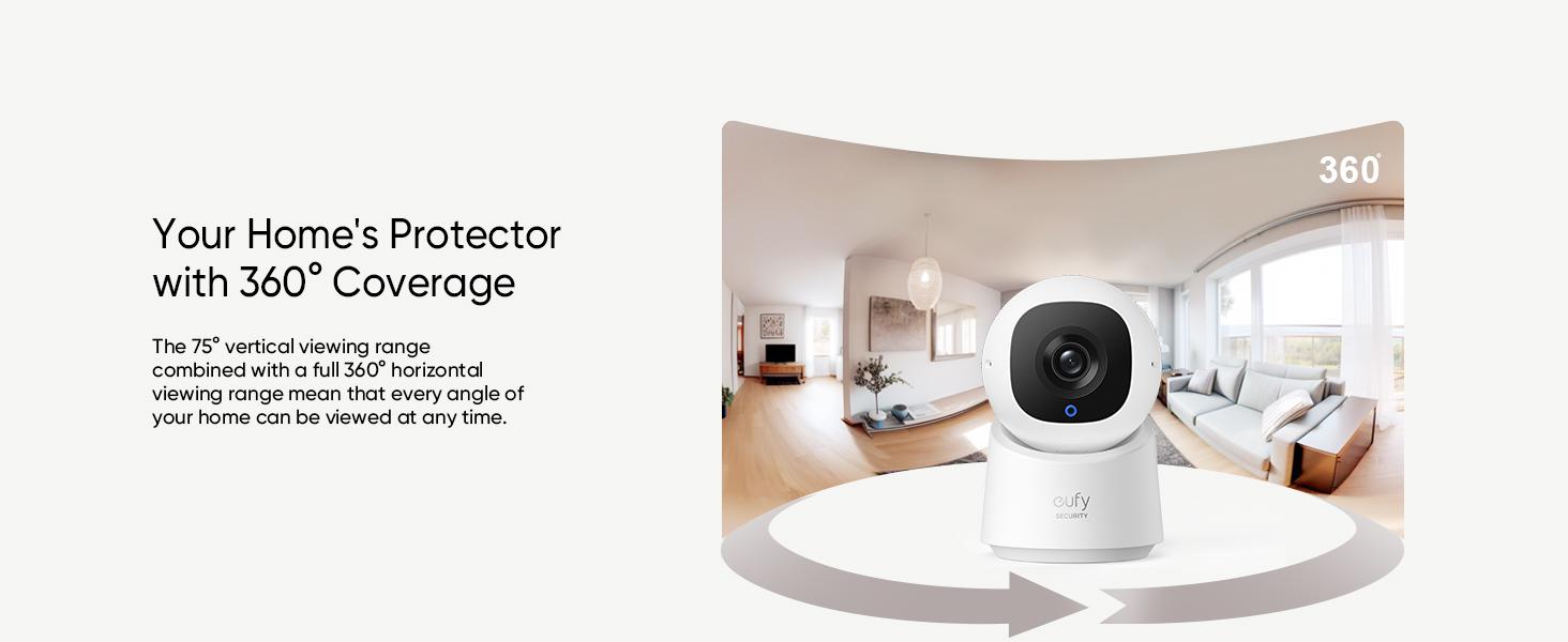 【LIVE ONLY】eufy Security Indoor Cam C220 2K Resolution 360° Pan Tilt Plug-in Camera with AI Detection Night Vision & Local Security Only 2.4GHz Wi-Fi