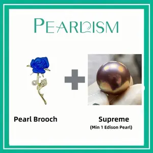 【Adee】Blue Rose Brooch + Supreme Edison pearl  (Min 1pc Edison pearl as gift ) [Open in live ]｜Freshwater Rare Color/Flawless Round pearl 10-14mm