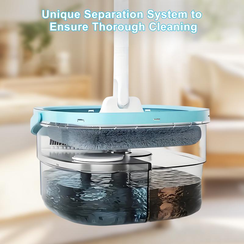 Bepatio 360° Spin Mop and Bucket Set with 2/4 Microfiber Refills , Square Spin Mop Head & Dual Compartment Mop Bucket , Wet And Dry Use, Perfect for Bedroom & Living room & Bathroom