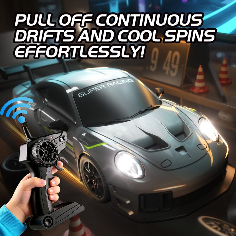 RC Drift Racing Car，PORSCHE 911 GT2 ，1:24 Scale，4WD High-Speed,Free Drift Tires & Traffic Cones，Rechargeable Dual Tires,2.4GHz Anti-Interference Multi-Car Perfect Gift for Kids Adults Fun Birthday Christmas Surprise