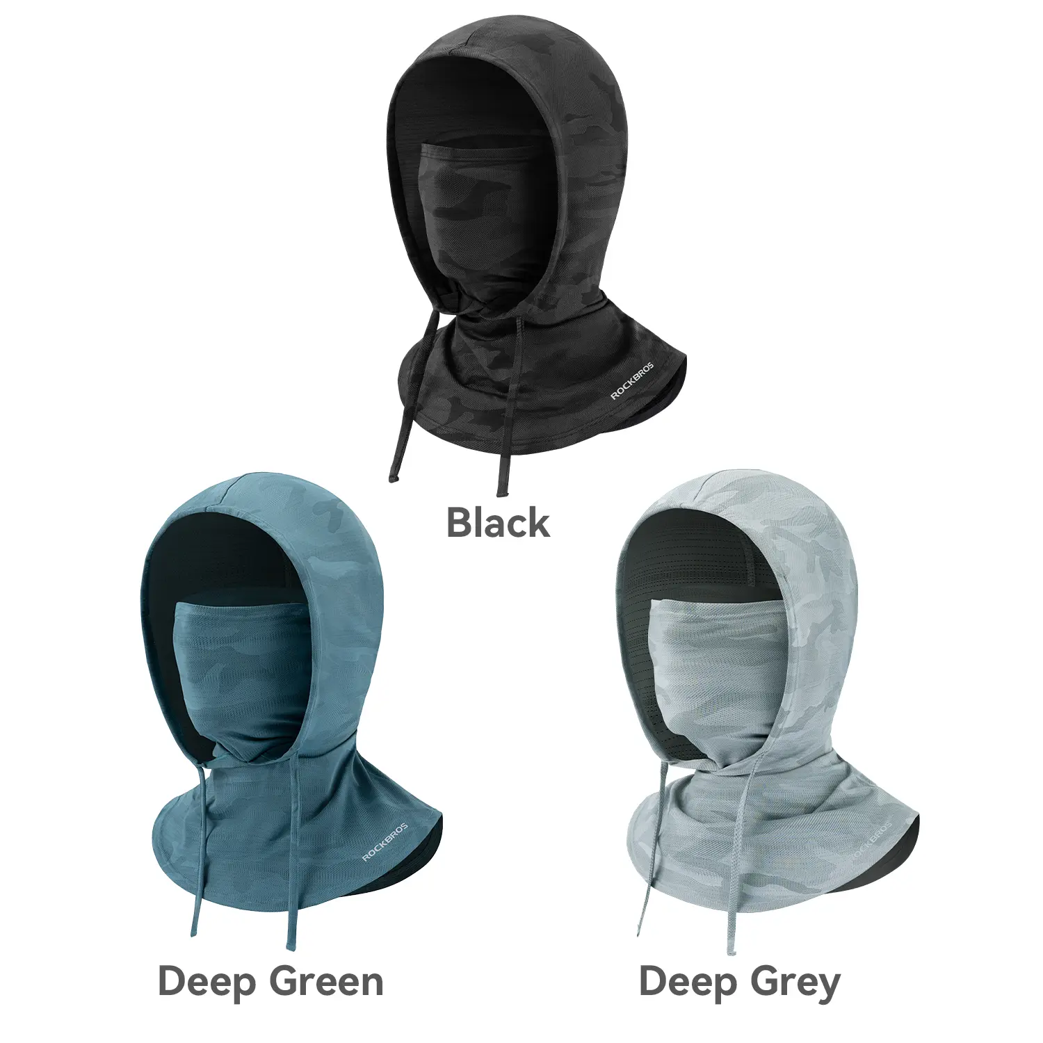 ROCKBROS Full Balaclava Face Mask (3 Pack), Cooling & Breathable Motorcycle Mask with UV Protection, Glasses Compatible Neck Gaiter for Fishing & Cycling, Face Masks