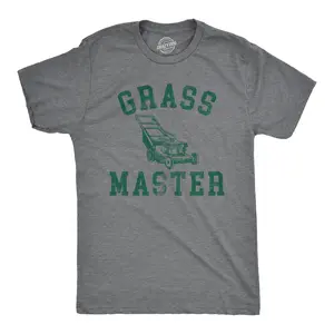 Mens Grass Master T Shirt Funny Push Lawnmower Yard Work Joke Tee for Guys Mens Funny T Shirts Cool Vintage Fashion T-Shirt Gift Classic Menswear Funny Sarcastic Short Sleeve Novelty Tees for Guys Dark Grey
