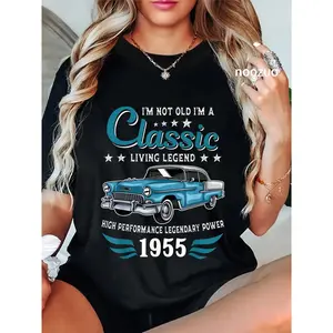100% Cotton Vintage 1955 Birthday Classic Car for Legends Born In 1955 T-Shirt
