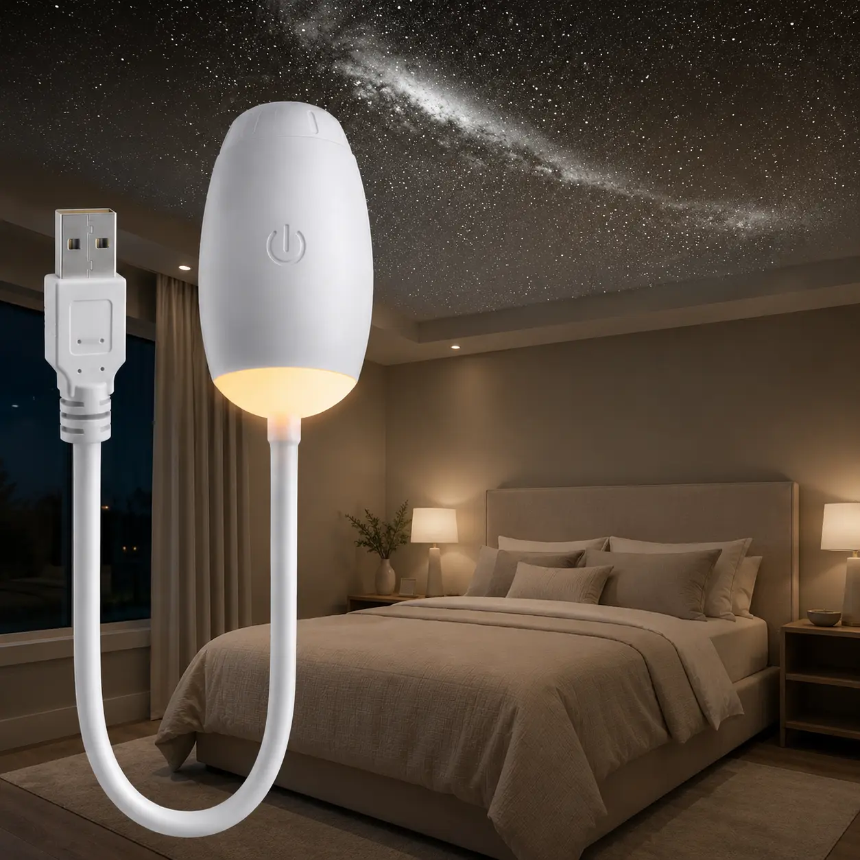 Galaxy Projector Night Light 2-in-1, USB Star Projector with Warm Night Lamp, Starry Sky Ceiling Projector for Bedroom, Kids & Adults, Portable Ambient Room Decor Light