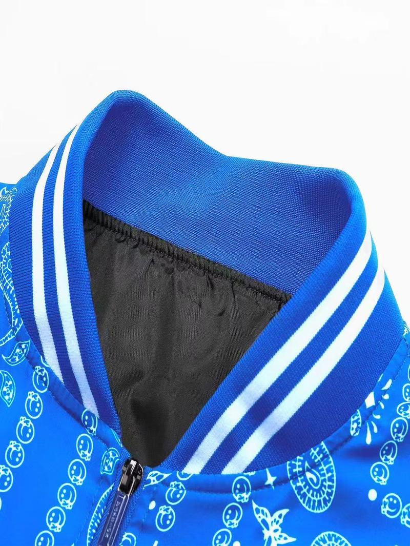 Men's Casual Cashew Flower Varsity Jacket, Vintage Lightweight Bomber Baseball Collar Jackets, Classic Fabric, Men's Fashion Stylish, Men's jackets, Streetwear, Men's Clothing Halloween Gifts