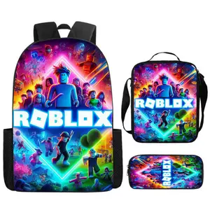2026 New Roblox Game Printed School Bag Large Capacity Burden Reduction Spine Protection Three-piece Backpack
