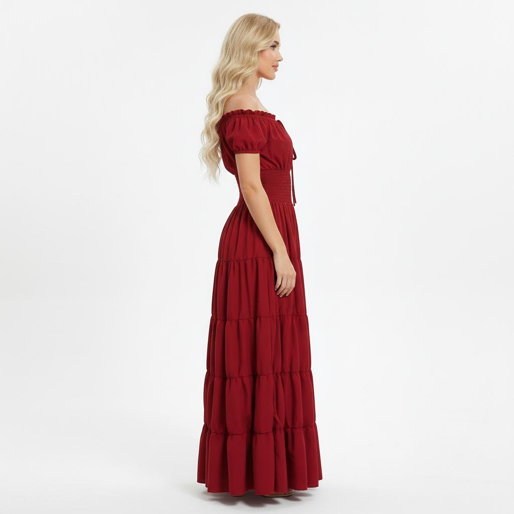 Renaissance Costume Women Medieval Irish Under Dress Retro Gown Wench Peasant Smocked Waist Long Dresses Halloween Costumes Girls Party Outfit Gothic Dress 6531-D1