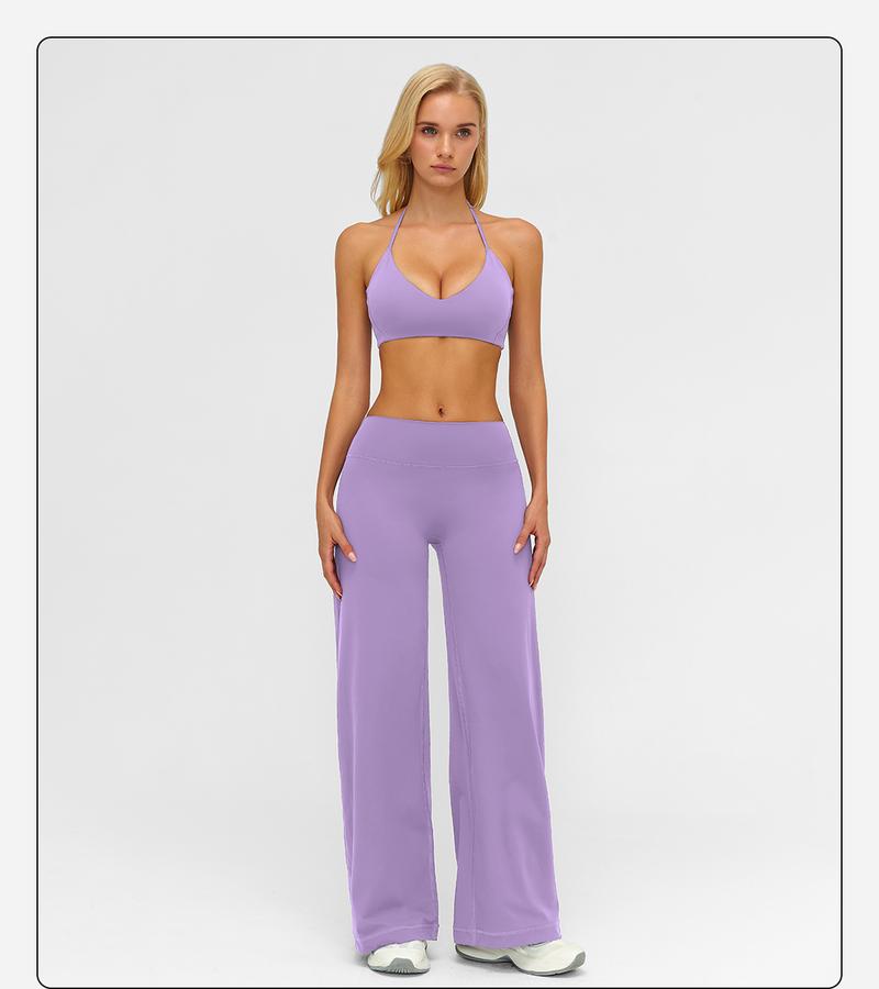 MFVIM Sporty Two-Piece Set Women's Plain Crop Cami Top & Flare Leg Pants Sports Set 78% Nylon 22% Spandex Comfy Breathable for Yoga Gym Workout Running