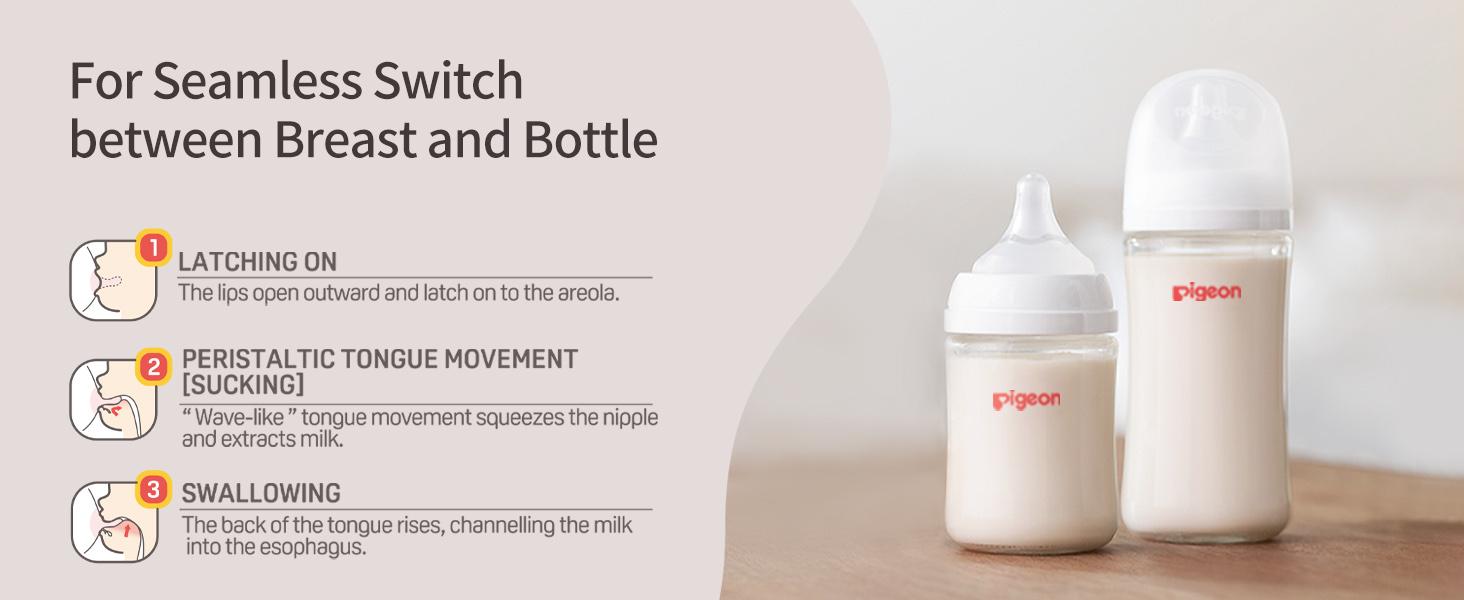 Pigeon PP Nursing Bottle Wide Neck, Anti-Colic, Streamlined Body, Natural Feel, Easy to Clean, 5.4 Oz (Pack of 4), Includes 4pcs SS Nipples (0m+) baby registry essential