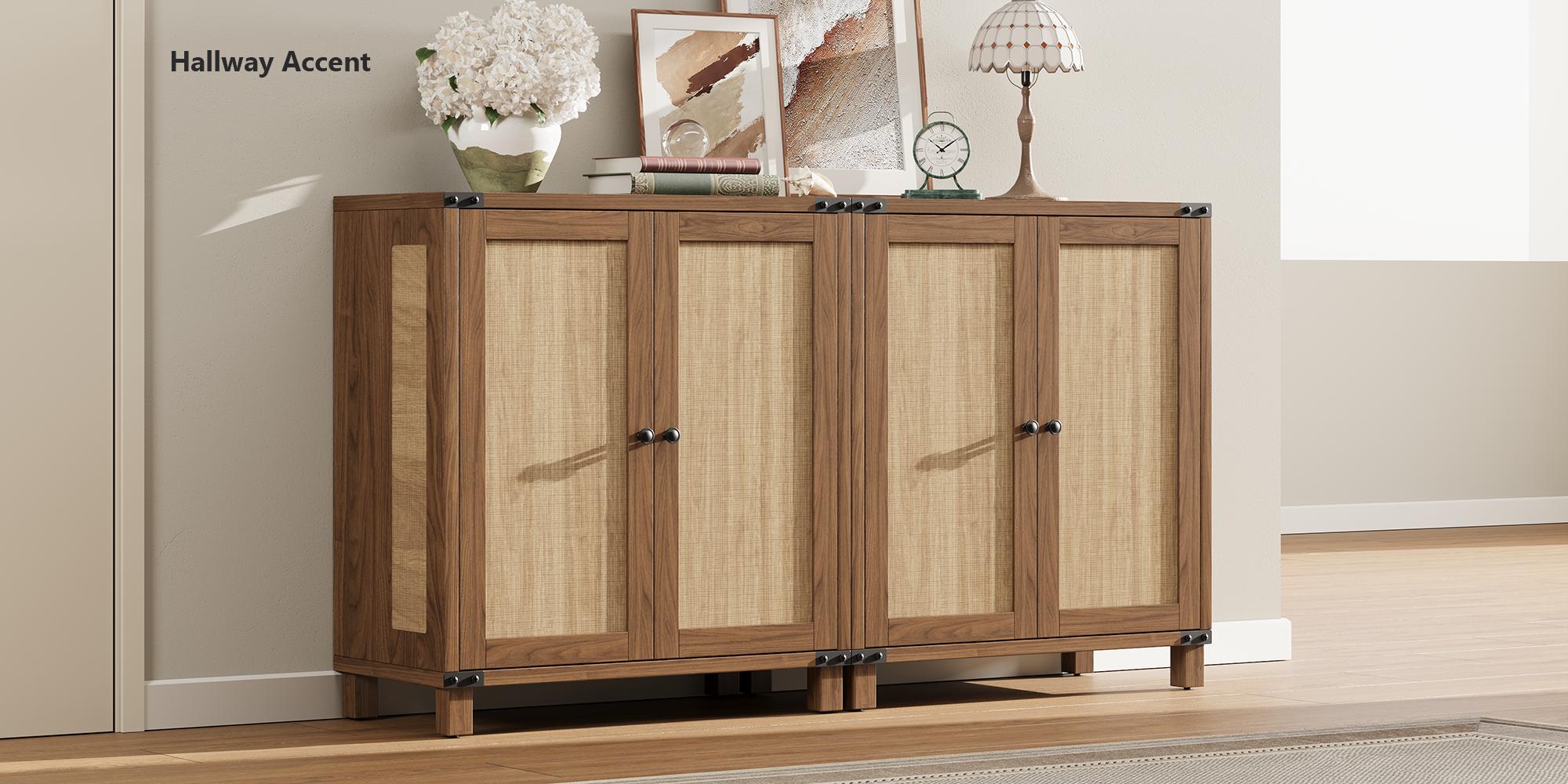 【Valentine's Day gift】ONBRILL 31.5" Sideboard Buffet Cabinet with Storage, Rattan Style Credenza with 2 Soft-Close Doors & Adjustable Shelves, Accent Cabinet for Living Room, Hallway, Kitchen 【Valentine's Day gift】ONBRILL 31.5" Sideboard Buffet Cabinet with Storage, Rattan Style Credenza with 2 Soft-Close Doors & Adjustable Shelves, Accent Cabinet for Living Room, Hallway, Kitchen