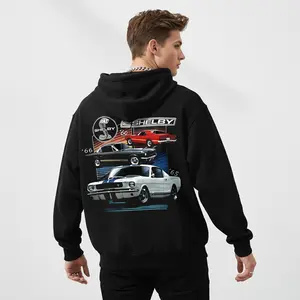 Men's Shelby Mustang Classic Cars Graphic Hoodie - Cotton Blend Black Long Sleeve Pullover Regular Fit |   Soft & Breathable Fabric, Durable Print, Everyday Comfort, Machine Washable, casual and comfortable urban streetwear