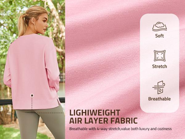 PINSPARK Soft Crewneck Sweatshirt for Women Long Sleeve Lightweight Pullover Yoga Casual Sweatshirts Fall Fashion 2025