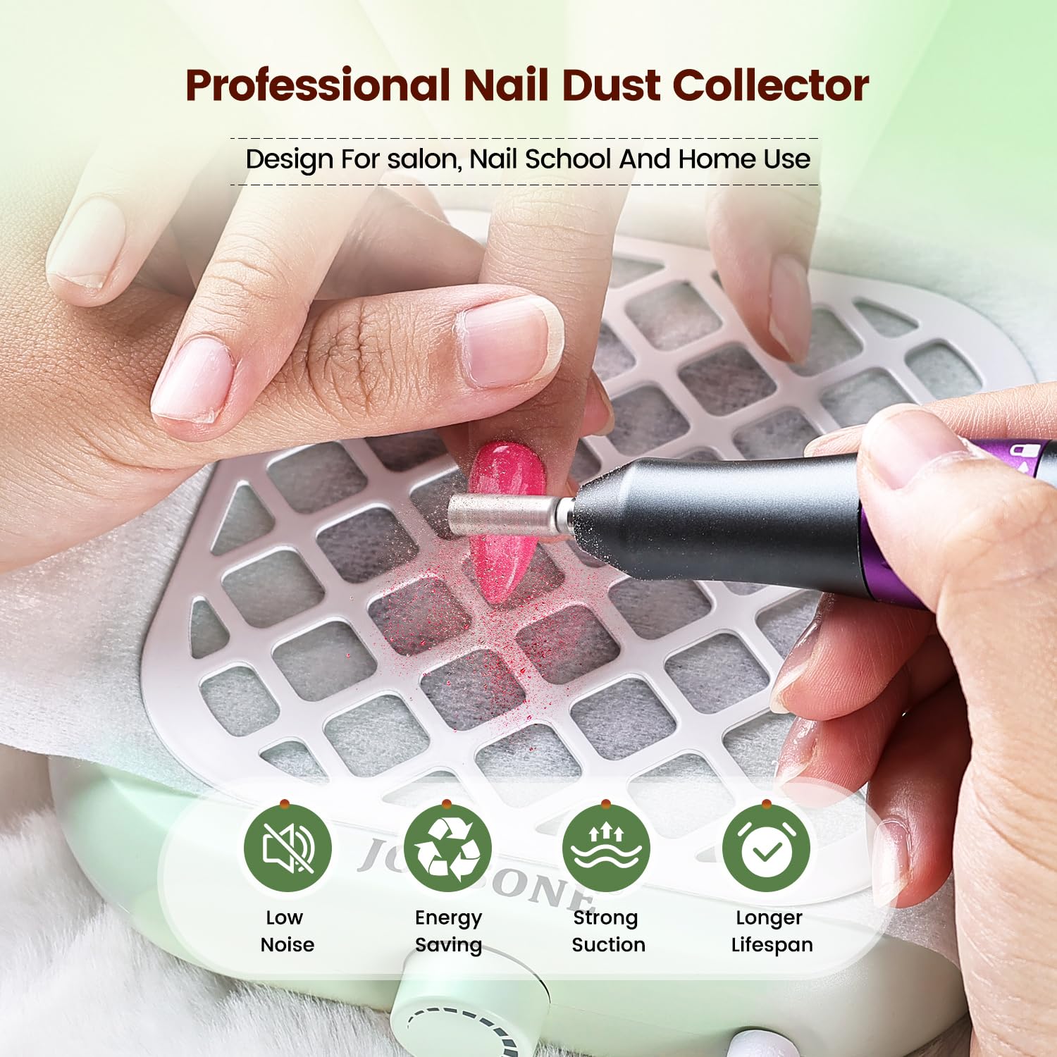 JODSONE Low Noise Nail Dust Collector 6000RPM, Powerful Suction, Portable with 30 Filters | Nail Salon Essential JODSONE Low Noise Nail Dust Collector 6000RPM, Powerful Suction, Portable with 30 Filters | Nail Salon Essential