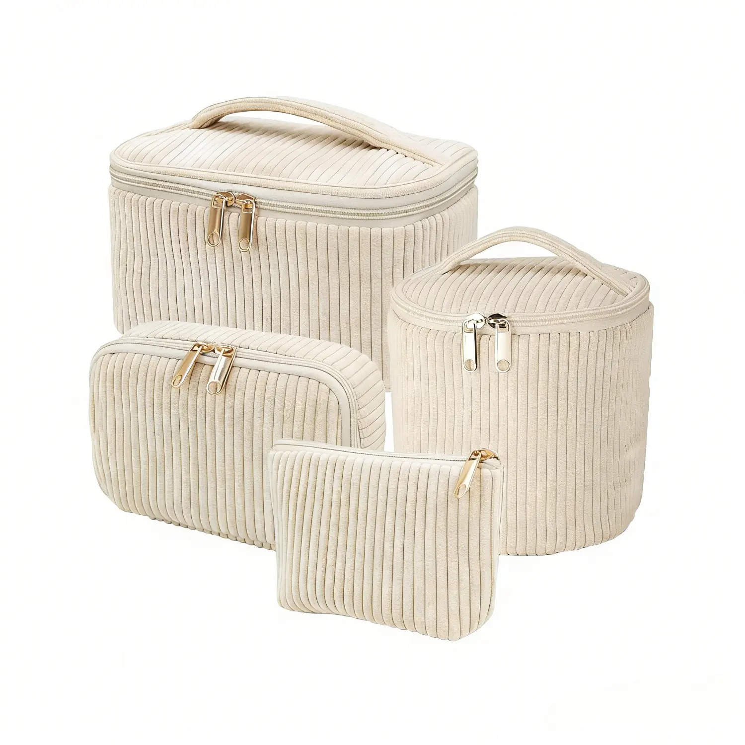 FeverLZong Floral Quilted Makeup Organizer Set 4 pcs Padded Cotton Cosmetic Bag Set for Travel & Storage Zipper makeup bag makeup bags