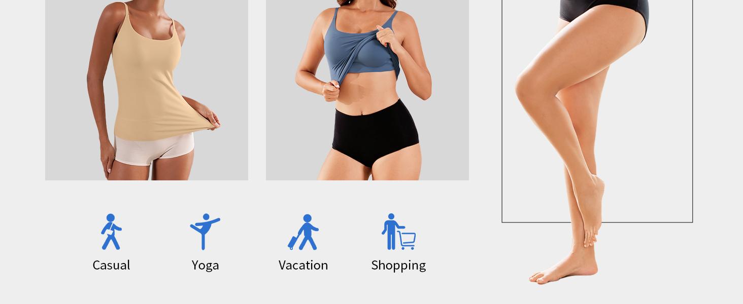 V FOR CITY Women's Basic Scoop Neck Home Tank Tops Adjustable Spaghetti Straps Sleeveless Basic Tops SpringStatements