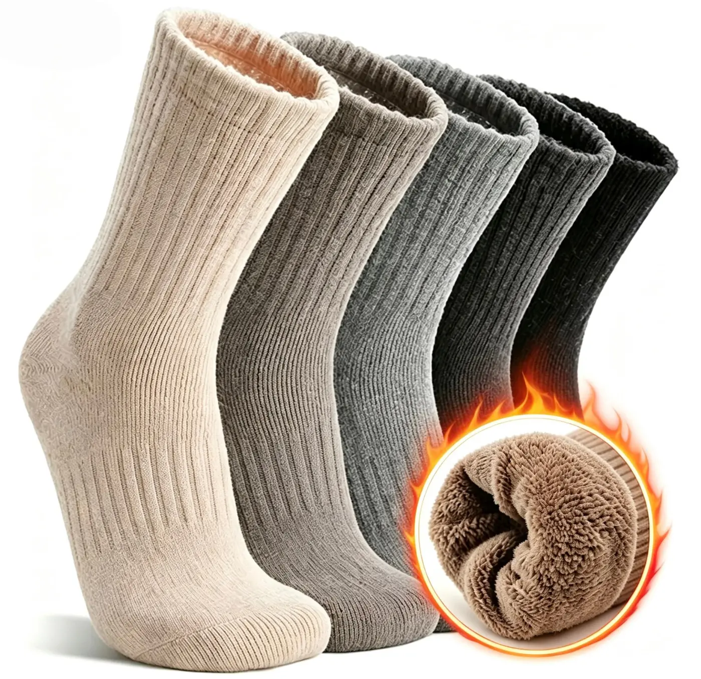 5 Pairs Unisex Men Womens Merino Wool Socks Winter Work Hiking Running Thick Thermal Crew Cozy Cabin Ladies Mens Gift Comfy Boot Work Socks