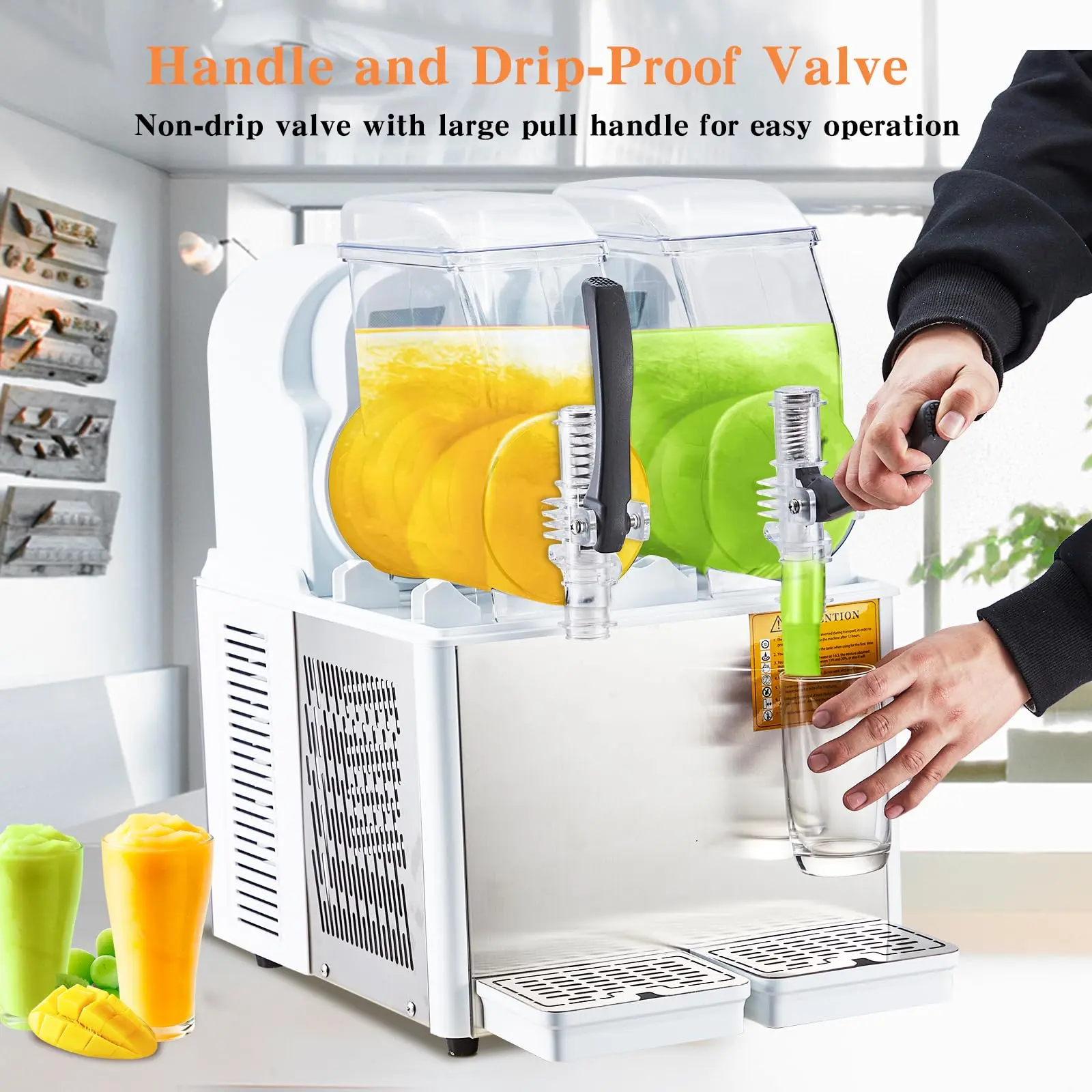 GARVEE Commercial Slushy Machines: 2.1-4L Stainless Steel, Self-Cleaning, Ideal for Frozen Drinks, Smoothies, and Margaritas in Cafes, Bars, and Homes.