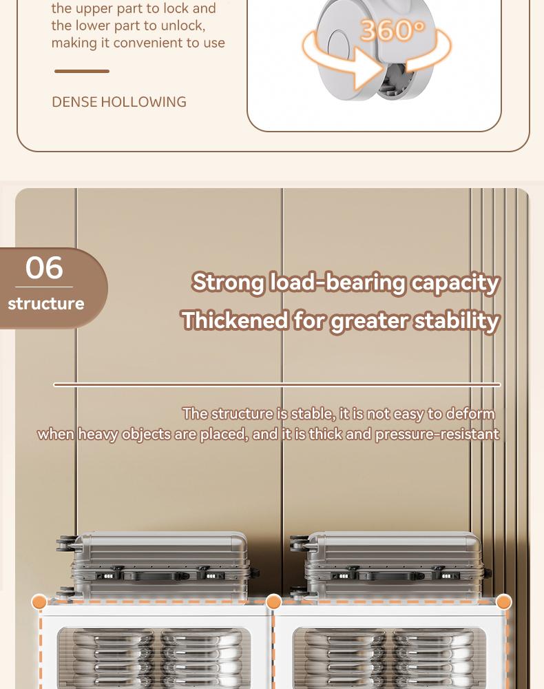 MiAoLi  4Tier Stackable Plastic Storage Cabinet System - Large-Capacity Storage Boxes with Doors and Casters, Space-Saving Folding Home Organization Solution for Bedrooms, Living Rooms, and Kitchens, Easy Assembly