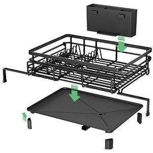 Small Dish Drying Rack - Extendable Dish Rack, Large Sink Drying Dish Drainer for Kitchen Counter, Stainless Steel Dish Strainer with Utensil Holder